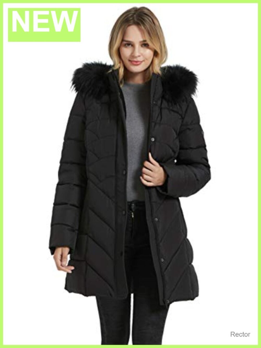 Women's Winter Thicken Long Hooded Parka Coat Faux Fur Trim Pockets
